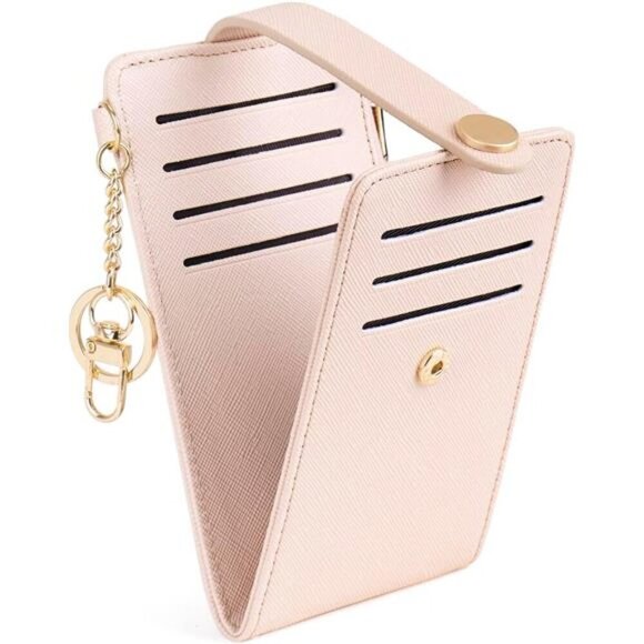 Accessories - Slim Wallet for Women, 1-Cross grain-Pink Champagne